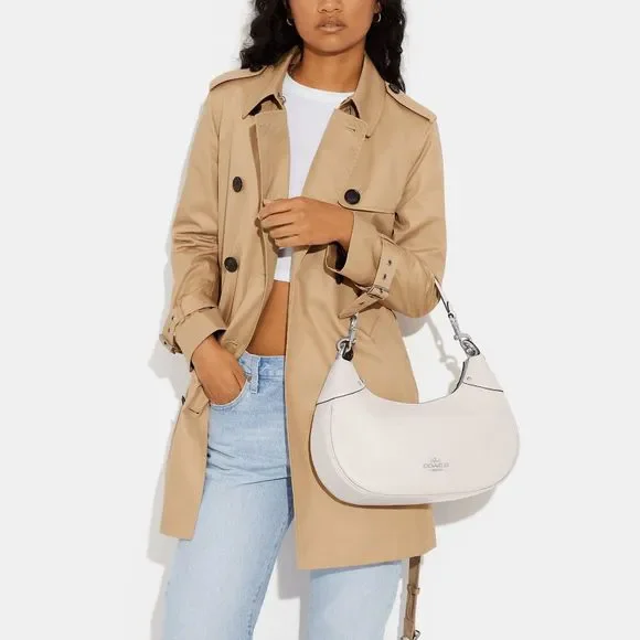 Coach Women's Leather Mara Hobo Bags - Silver/Chalk - Picture 11 of 16